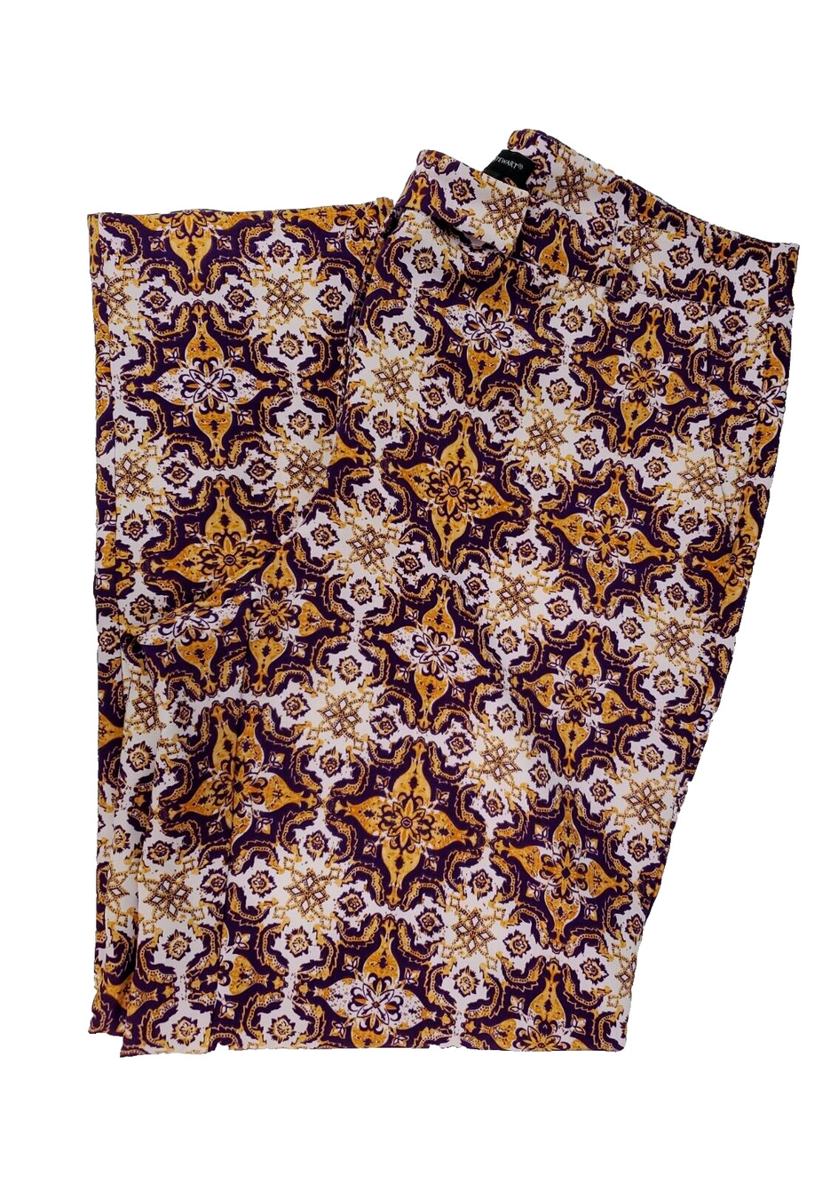 Ashley Stewart Womens Flat Front Patterned Purple Orange White Pants Size 16